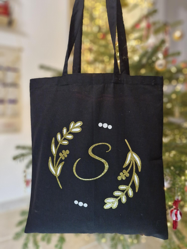 Tote bag noir - motif doré