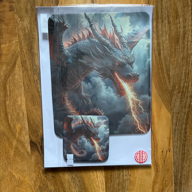 Dragon head mouse mat and coaster 