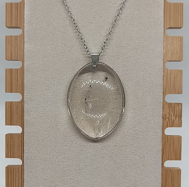 Cristal de Roche / Pendentif Ovale / Pierre Plate 