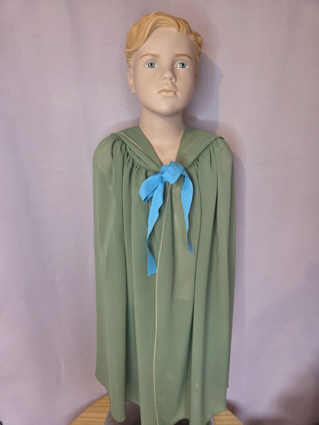 Cape de déguisement verte à ruban bleu