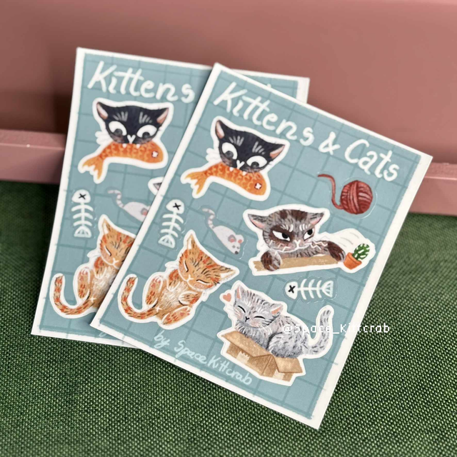 Cats and kittens sticker sheet (nalepke)