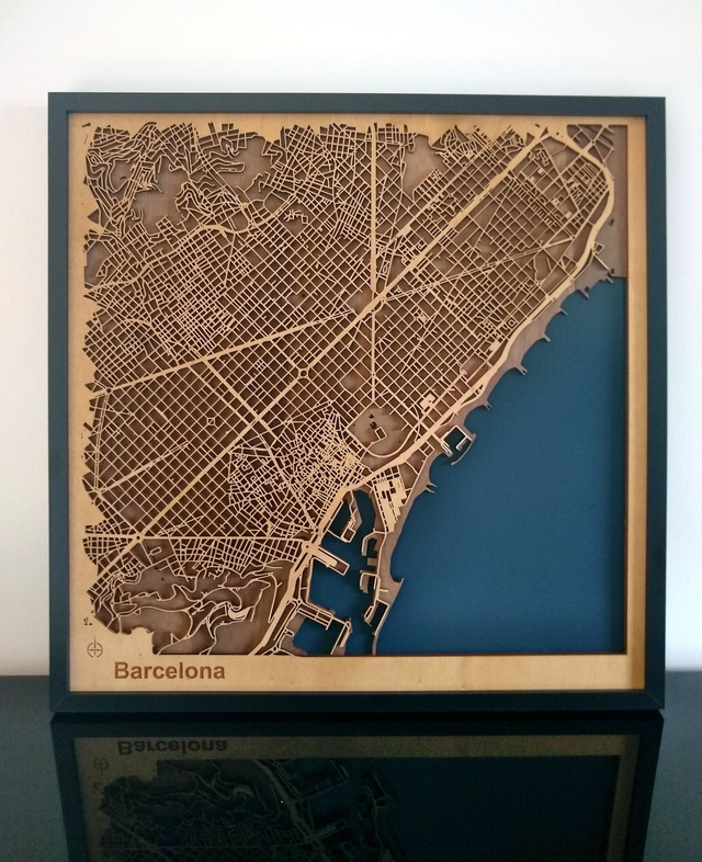 B01 – Carte de Barcelone 3d - Decoration murale
