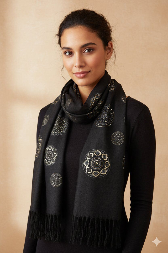 Echarpe noire avec dorure