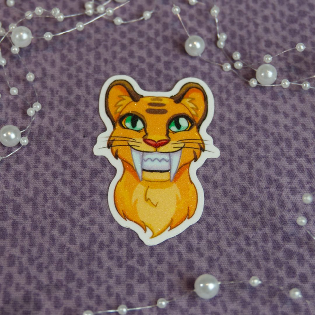 Frosted Sticker Grinning Sabertooth