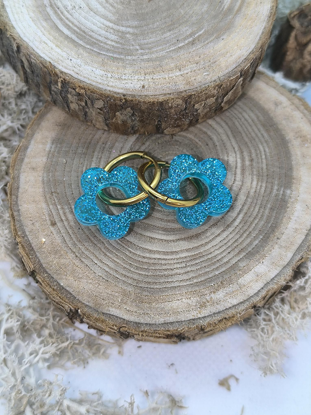 Pampilles interchangeables bleu turquoise pailletté