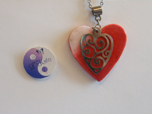 Coeur Rouge/Blanc pailleté