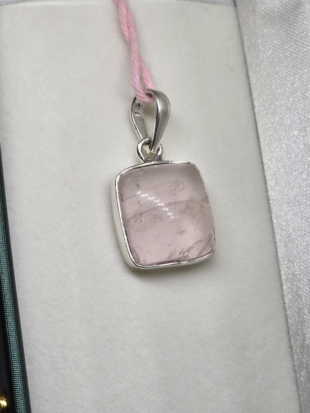 Pendentif Quartz rose et Argent 925 