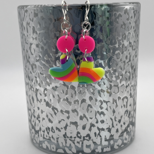 Rainbow heart drop earrings