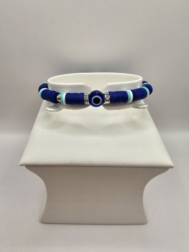 Heishi Clay Bead 'Evil Eye' Bracelet.