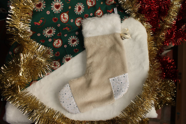 Chaussette de Noël Minky beige