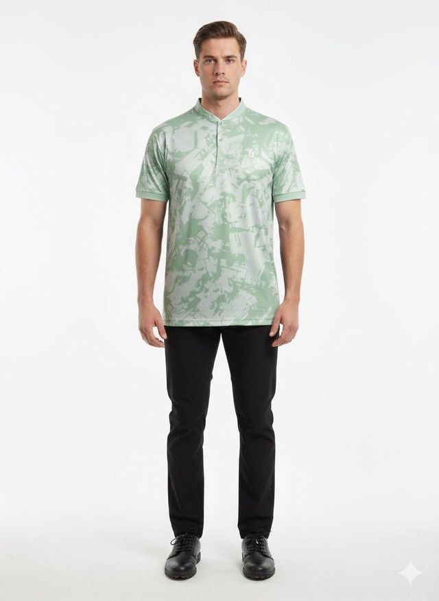 GRUNGE PRINT POLO - SAGE