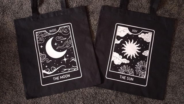Baumwollbeutel schwarz Tarotkarten Motiv
