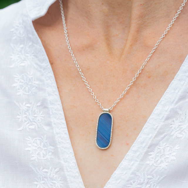 Pendentif Sigilla - Argent, bleu