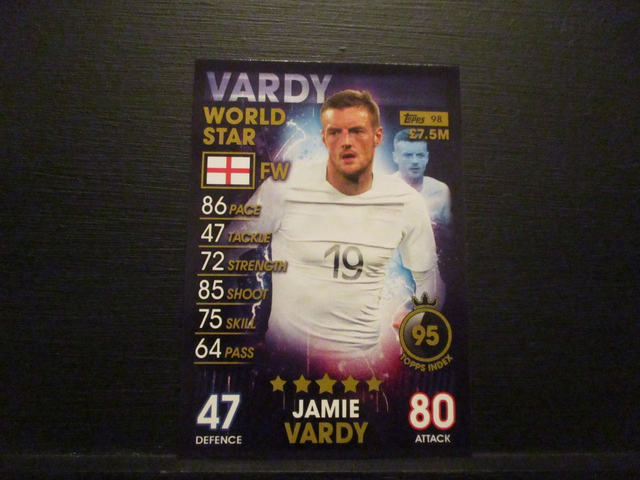 Jamie Vardy - World Star Match Attax 101 Original Trading Card