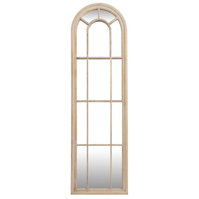 Washed Wood Tall Arched Window Mirror