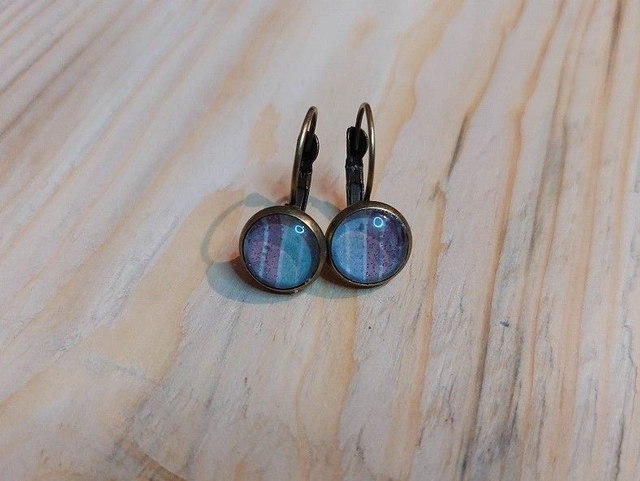 Boucles d'oreille Cabochon Dormeuse Motif Pastel