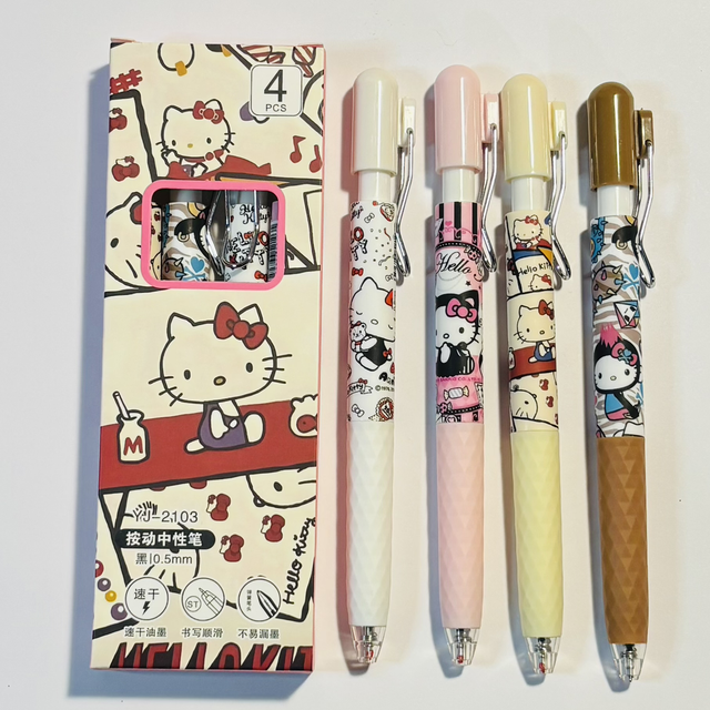 Boxed Set of 4 Hello Kitty pens Black ink
