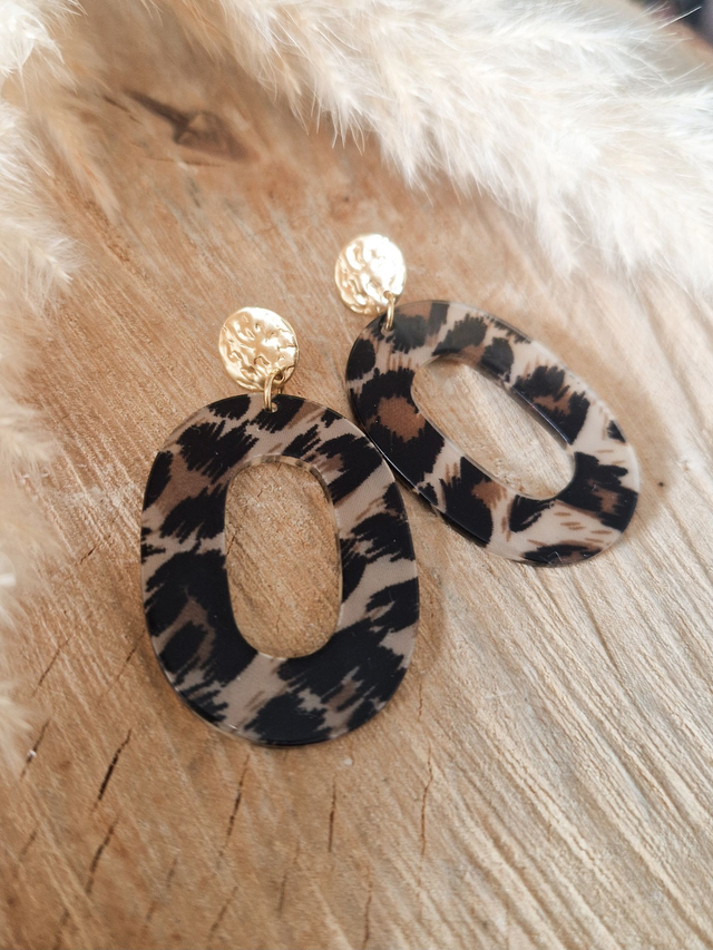 Boucles d'oreilles "Ovales" - Modèle imprimé léopard