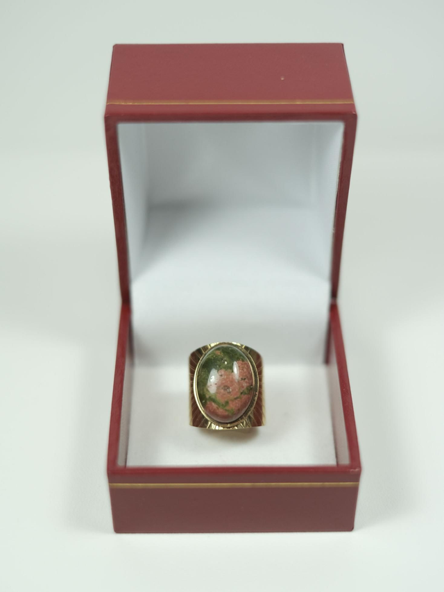 Bague En Unakite Et Acier Inoxydable 316L Or 
