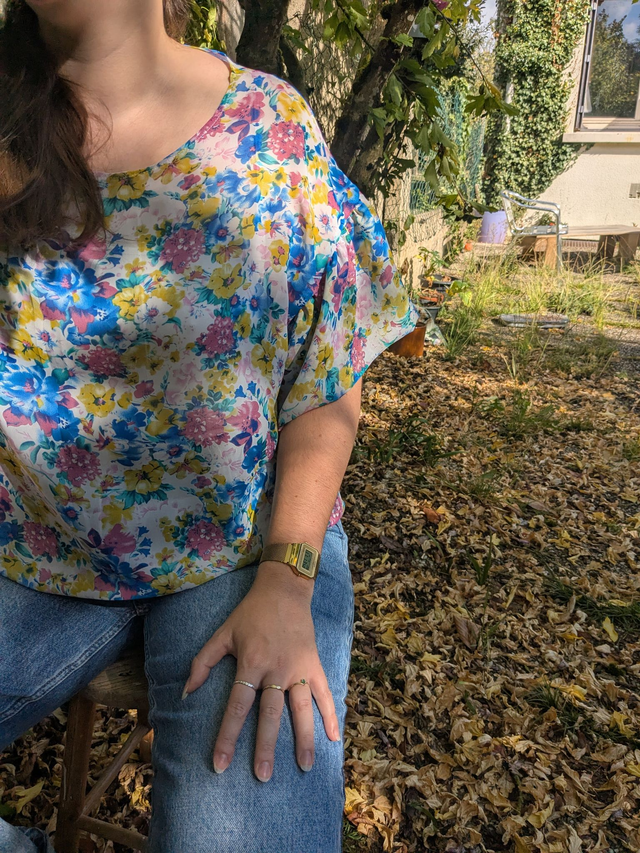 TOP SOLENE Fleurs colorées L/XXL