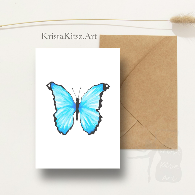 Ansichtkaart Vlinder, schilderkunst , inclusief envelop, van origineel schilderij