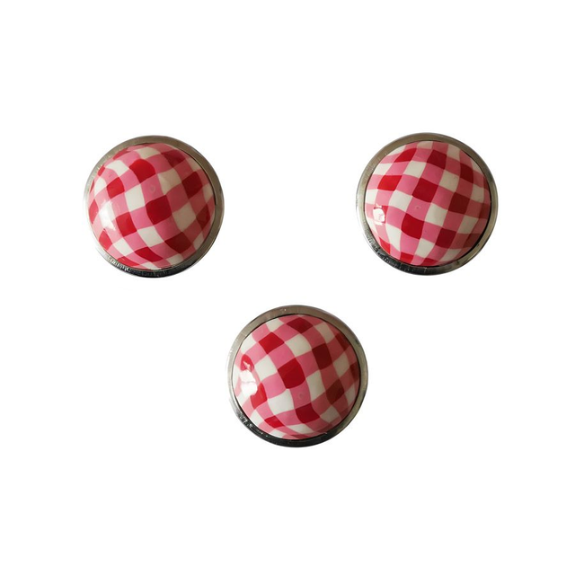 Bouton pression vichy rouge blanc