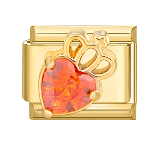 Charm Corazón con Corona Dorado