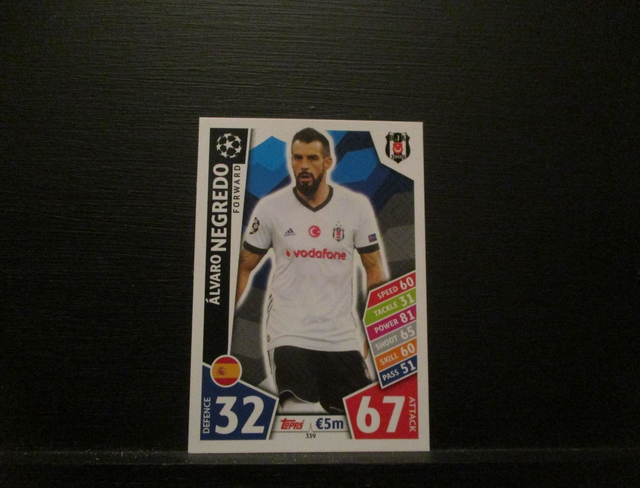 Alvaro Negredo - UEFA Champions League Match Attax 2017/18 Original Trading Card #339