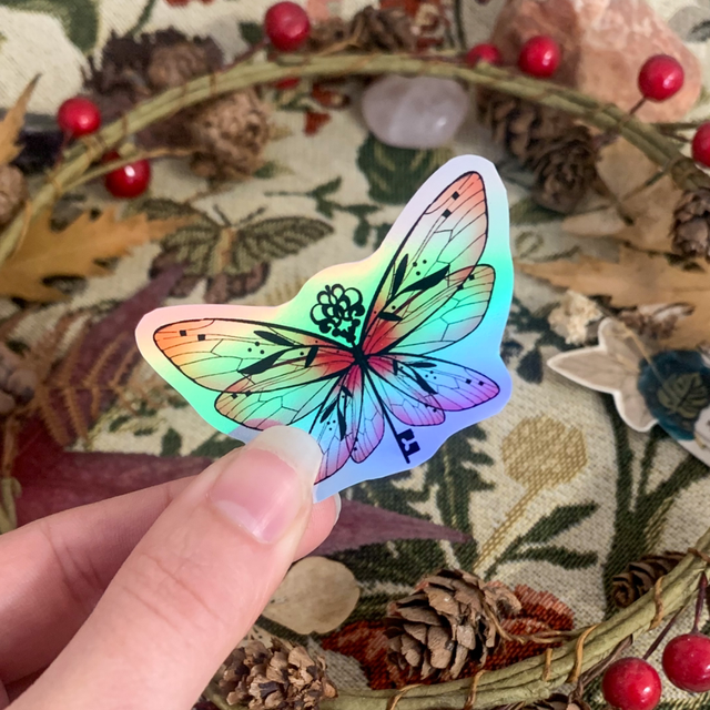 Sticker holographique - Fairy Springtime rose