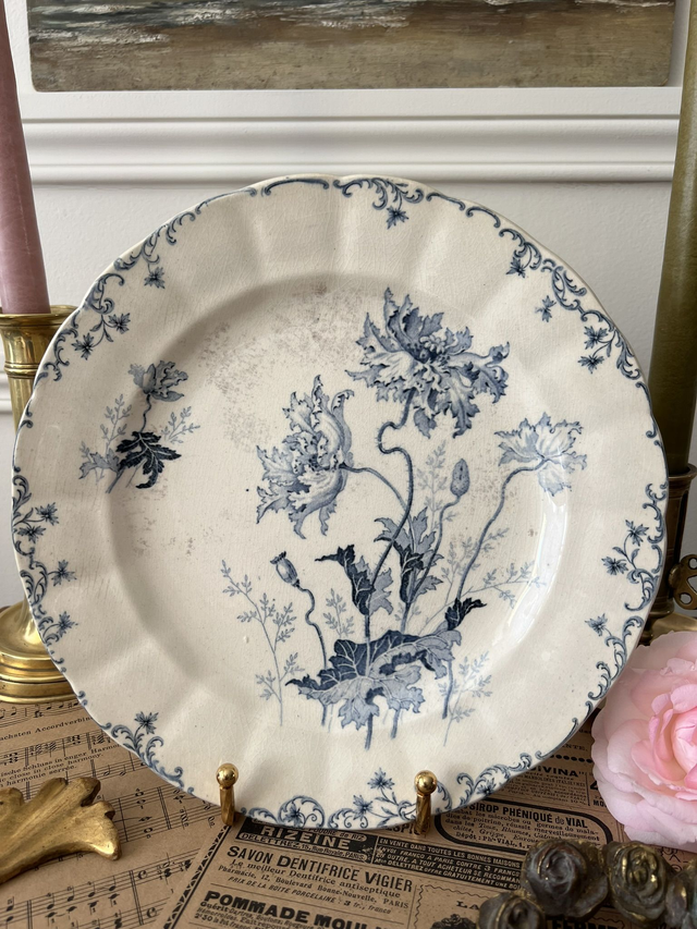 PAVOTS - Assiette Plate signée Choisy le Roi - Terre de Fer