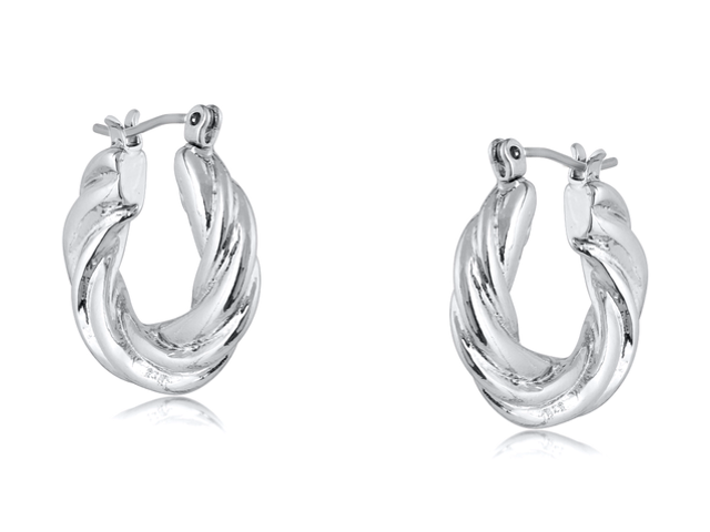 Silver Rope Hoop Earrings 