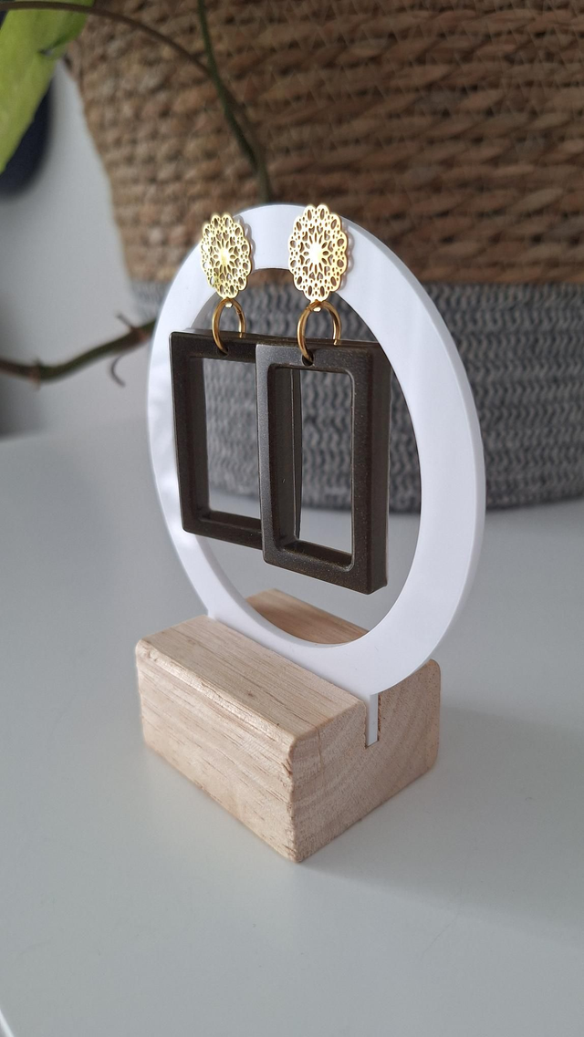 Boucles d&#039;oreilles rectangles marrons