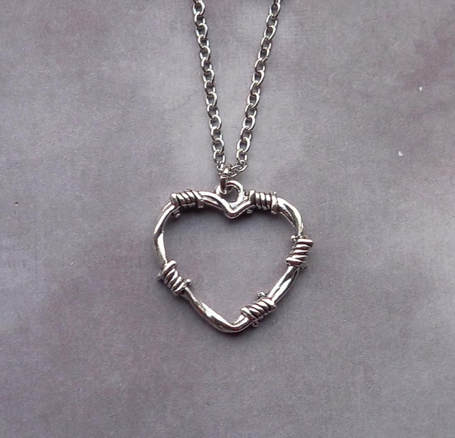 Barbed Wire Heart Necklace 