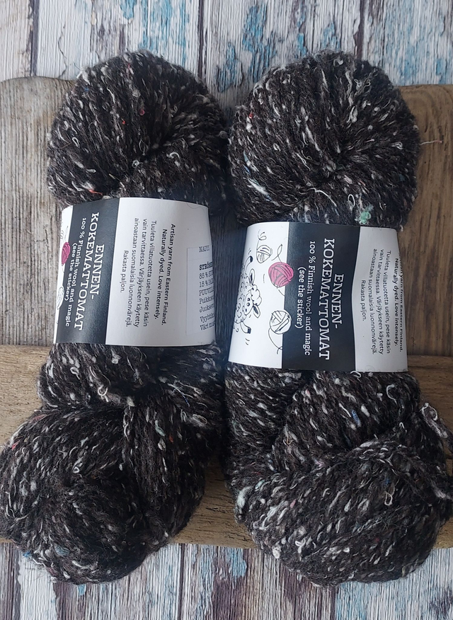 Strösseli Eko-Tweed – Kierrätysvillalanka | Musta | 100 g