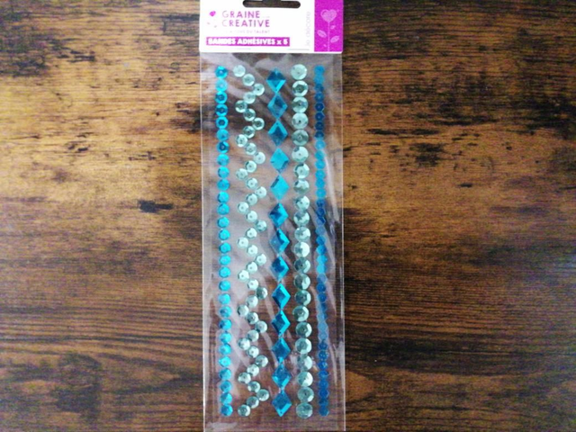 3 bands adhésives sequins bleu/vert