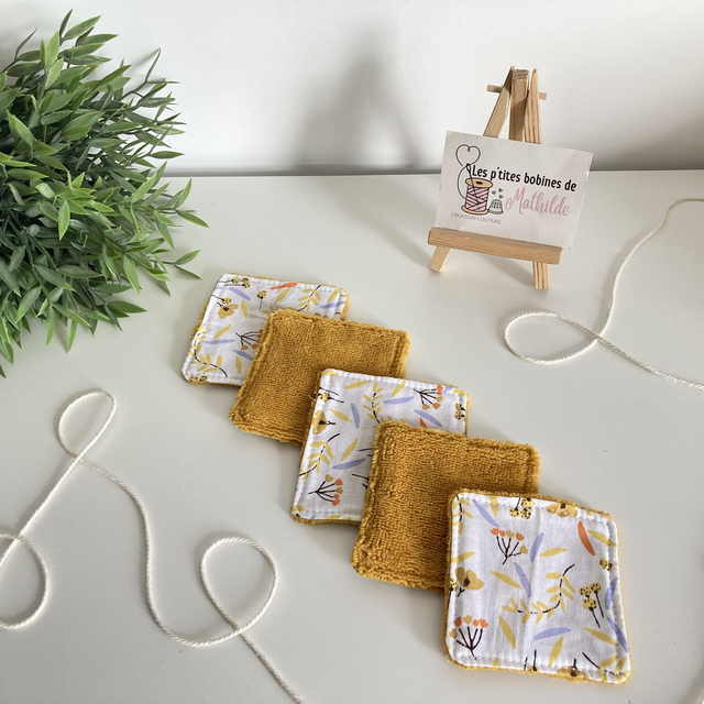 Lingettes | Floral moutarde | Lot de 5