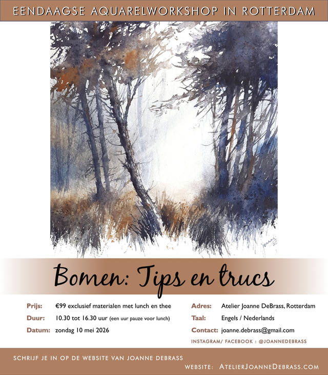 10-05-2026 van 10.30-16.30u_ Bomen - tips en trucs_ Aquarel workshop in Rotterdam