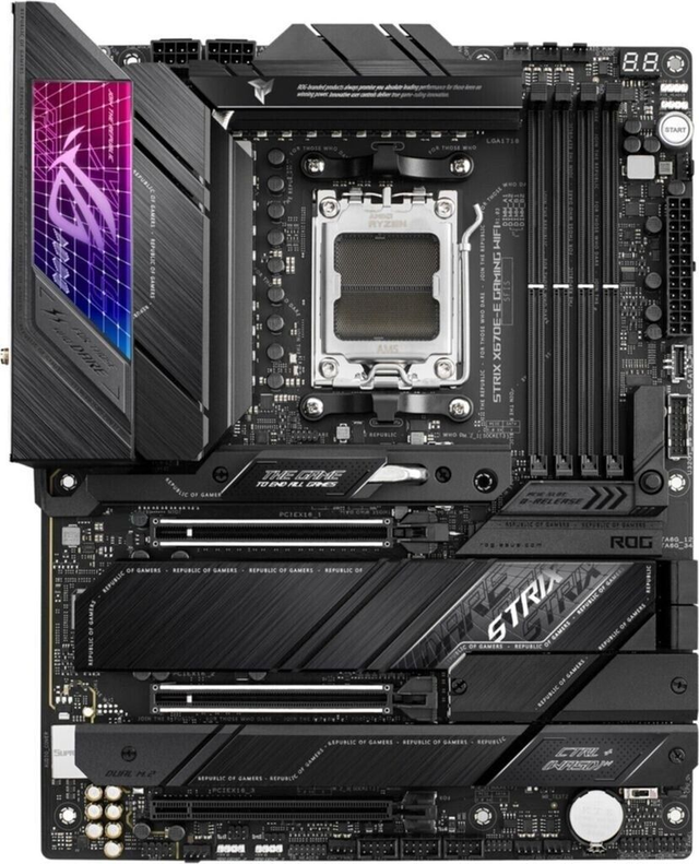 02.3.0009 – Scheda Madre ASUS ROG Strix X670E‑E Gaming WiFi – ATX high‑end nera RGB con WiFi 6E per Ryzen 7000/8000/9000