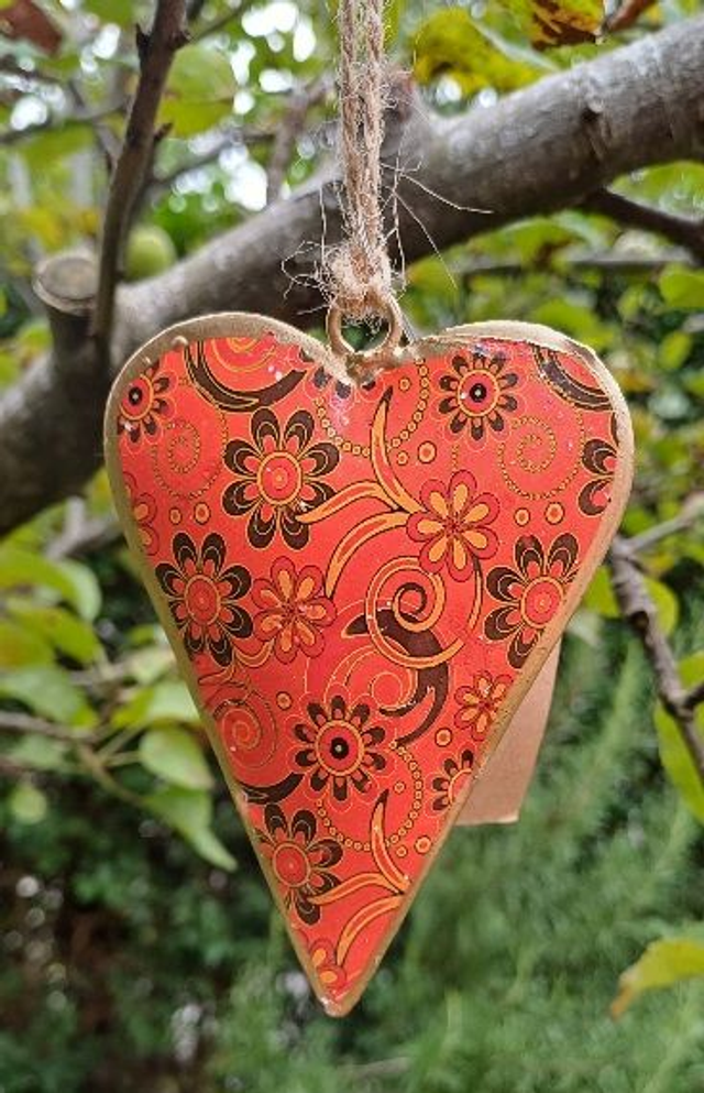 Orange Floral Heart Decoration