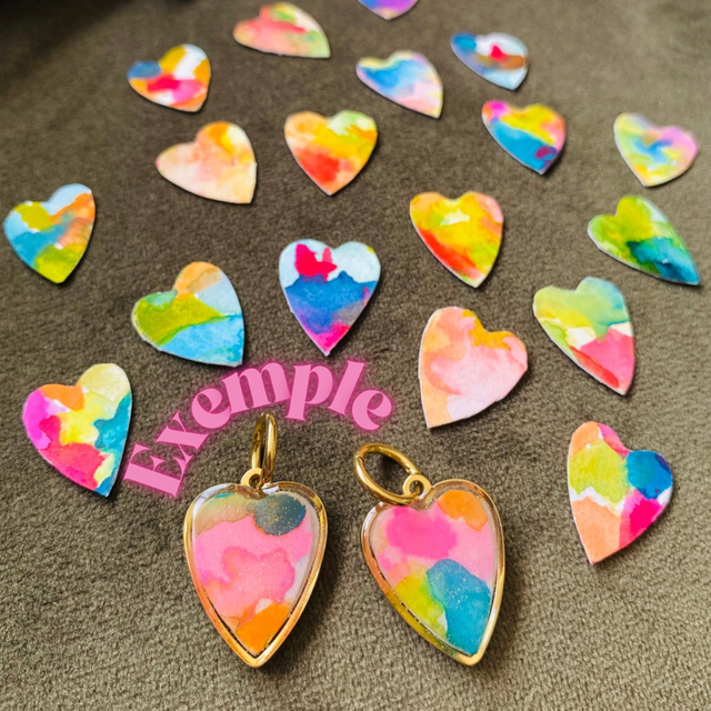 Coeur - 1 face Aquarelle &amp; 1 face paillettes✨