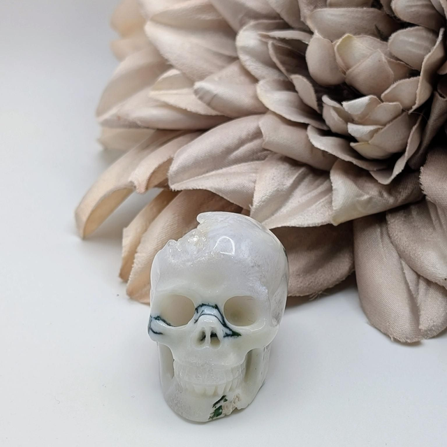 High Quality Hand Carved Crystal Skull - 2" Tree Agate 