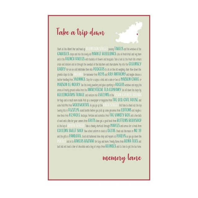 002 TEA TOWEL - MEMORY LANE RED TEA TOWEL