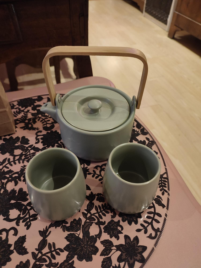 Théière et tasse grès 