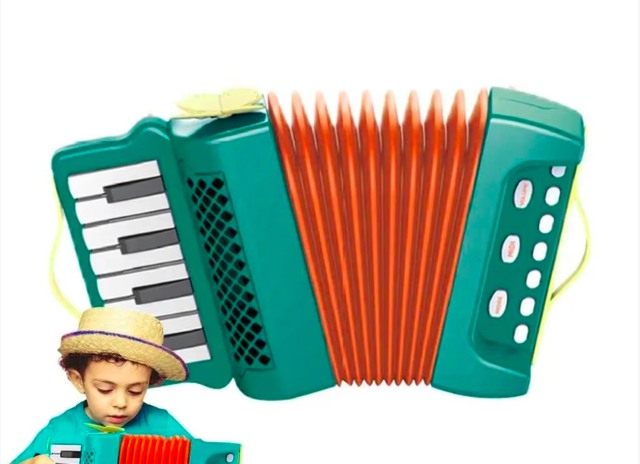 Prachtige speelgoed accordeon voor kinderen (23x14cm) kleur blauw
