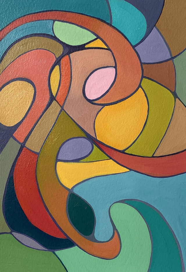 Unfurl, colourful abstract - original painting 