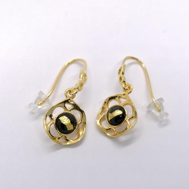 Boucles d'oreilles Plaquées Or en émail et à la feuille d'or 