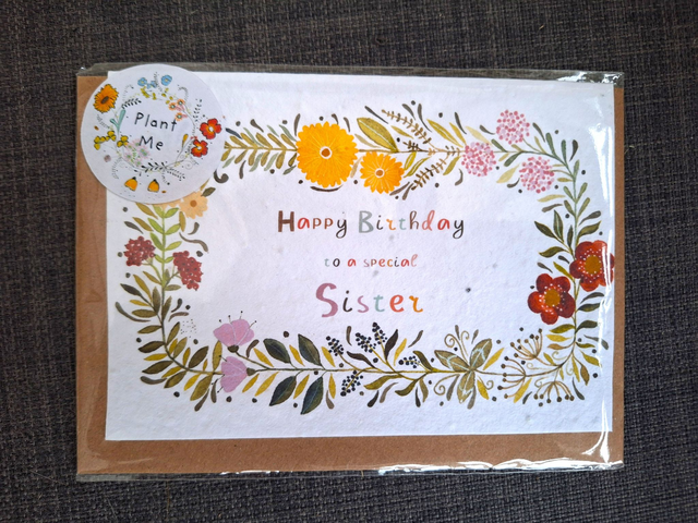 Seed greeting card - happy birthday sister