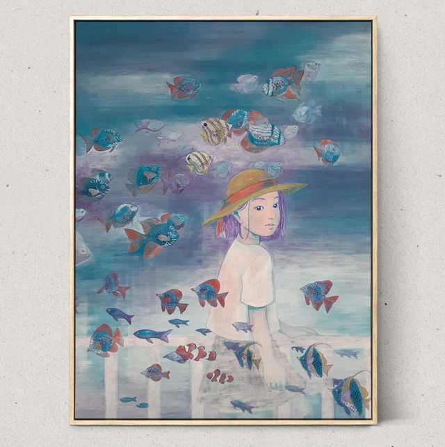 Souvenir en mer - Peinture traditionnelle japonaise 50×70 cm