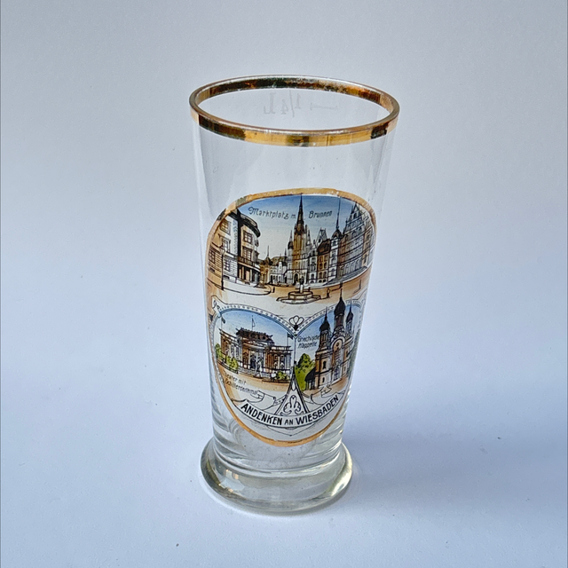 Andenken Glas Souvenir Wiesbaden 1/4 L 