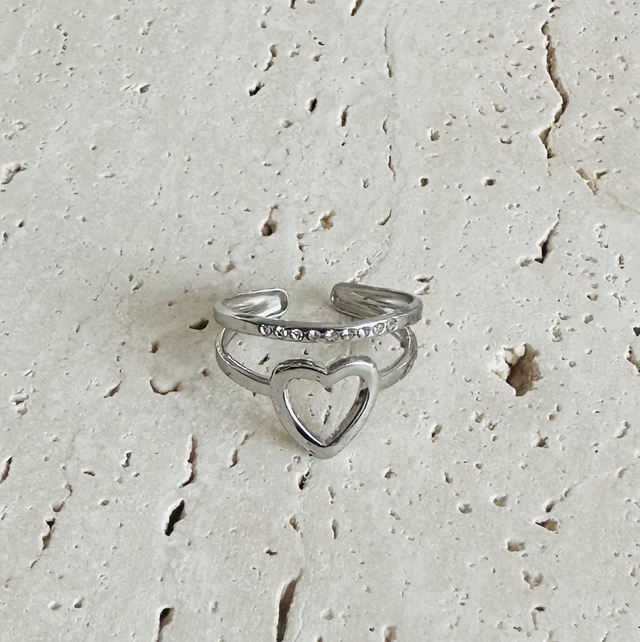Ring hartje zilver